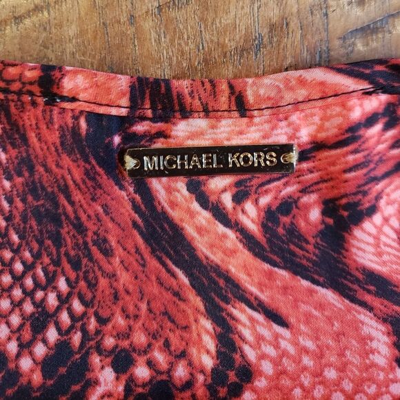 Michael Kors Women Reptile Print Blouse Roll Tab Short Sleeves Size M - Picture 6 of 8